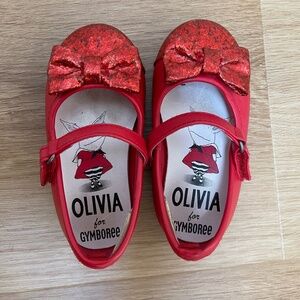 Olivia by Gymboree Toddler Red Glitter Ballet Flats Size 7